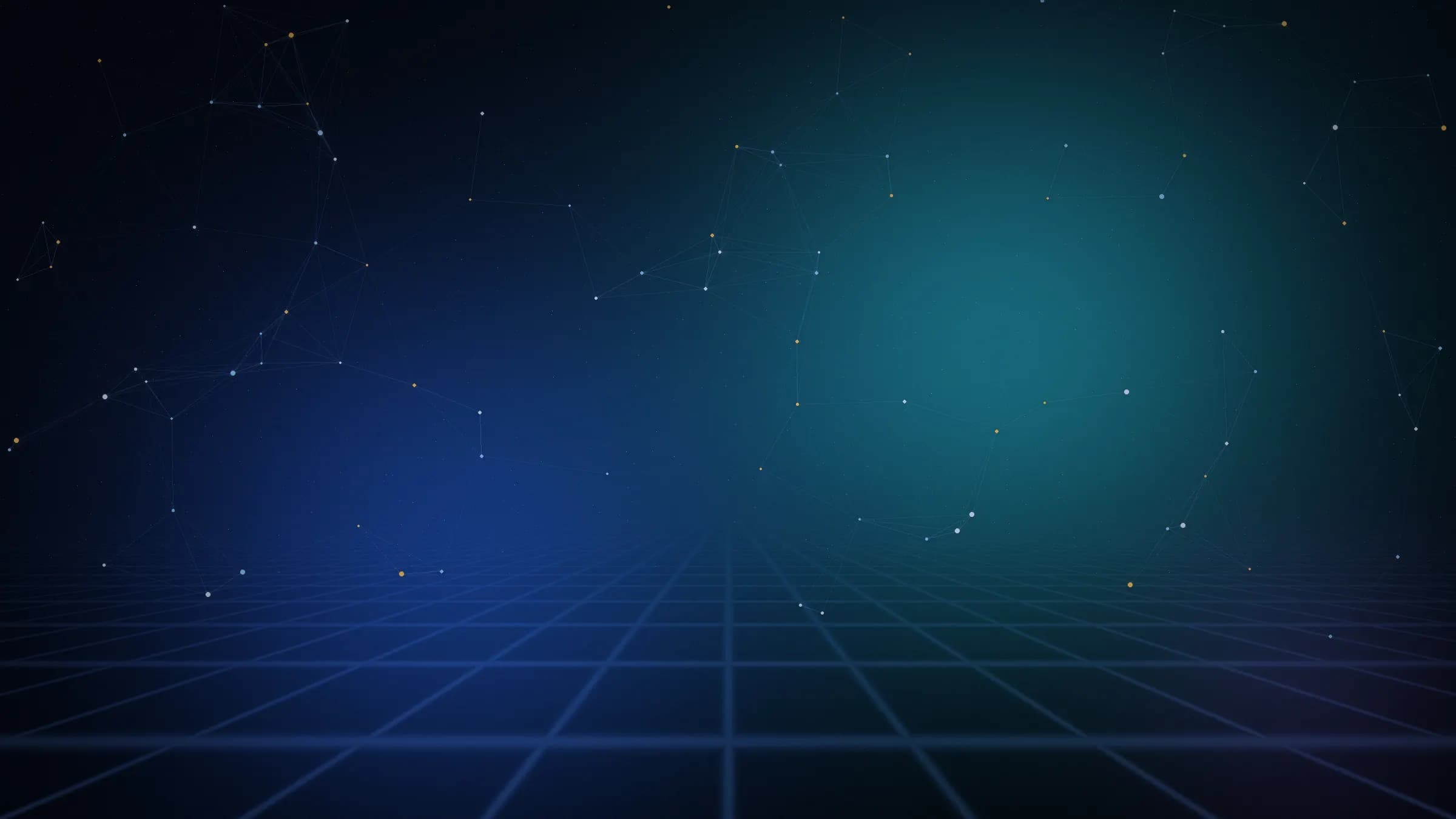 A cyan and blue AI compute fabric of connected nodes
